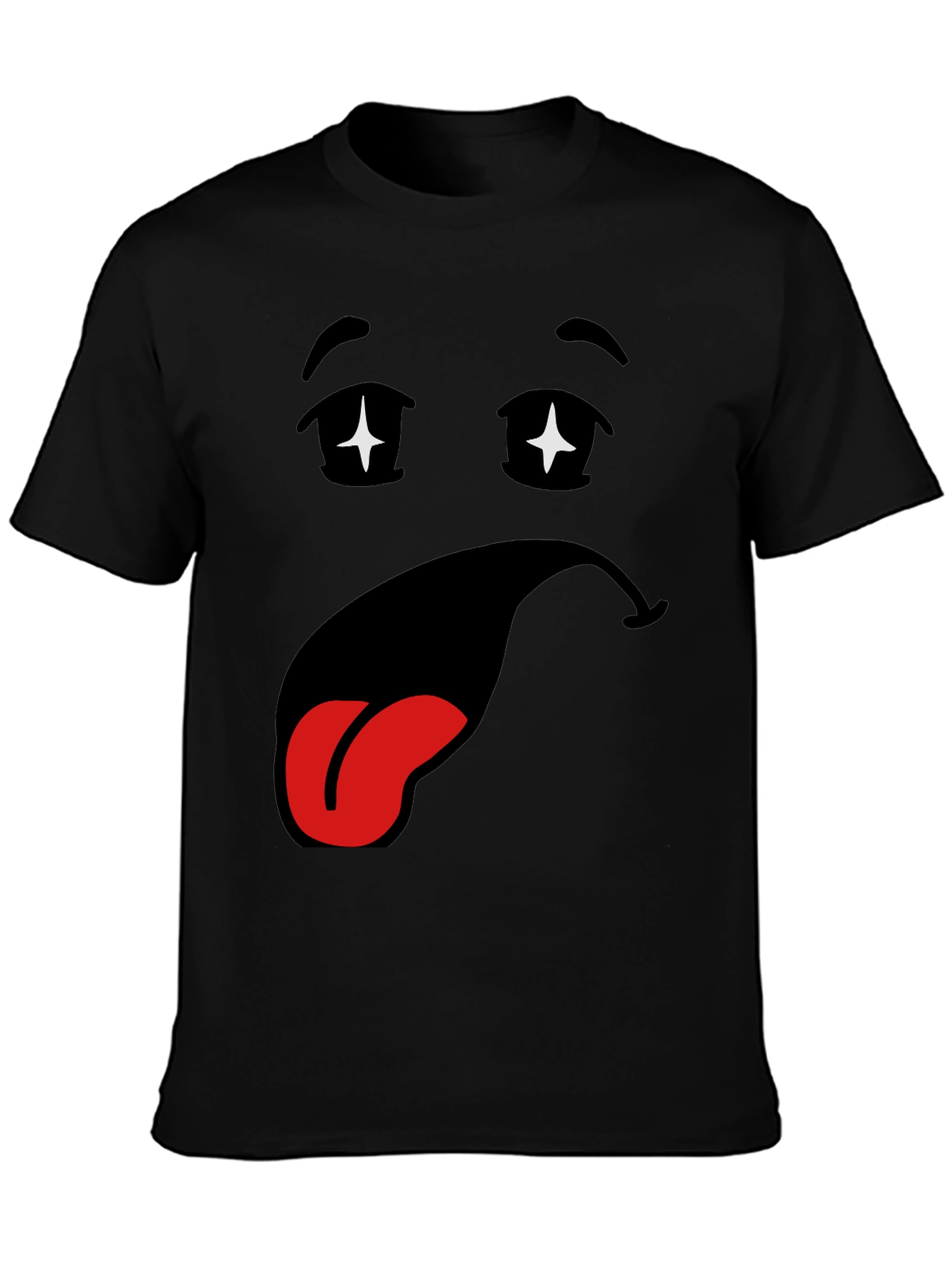 Funny Cartoon Face Black T-Shirt