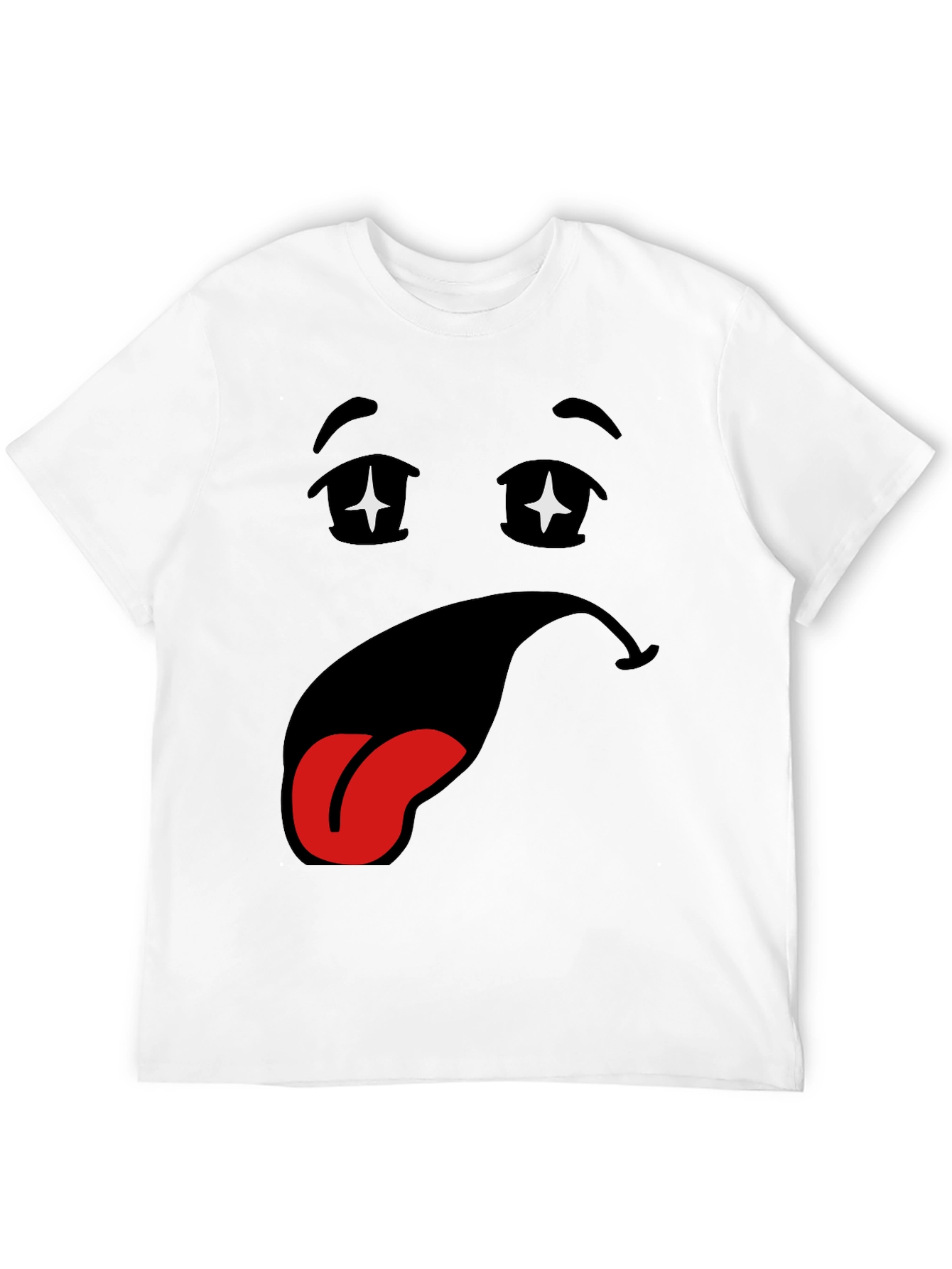 Funny Cartoon Face Black T-Shirt
