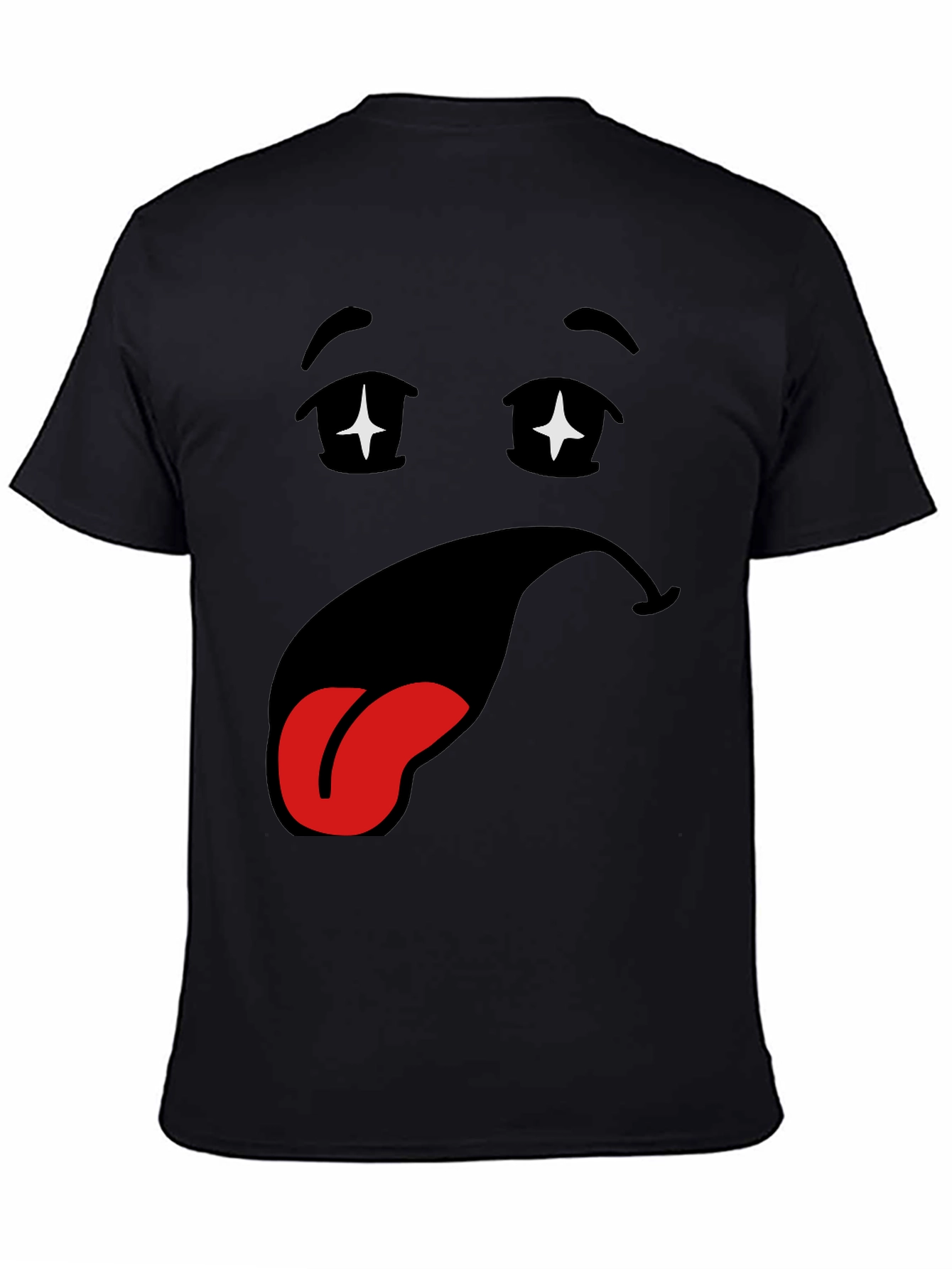 Funny Cartoon Face Black T-Shirt