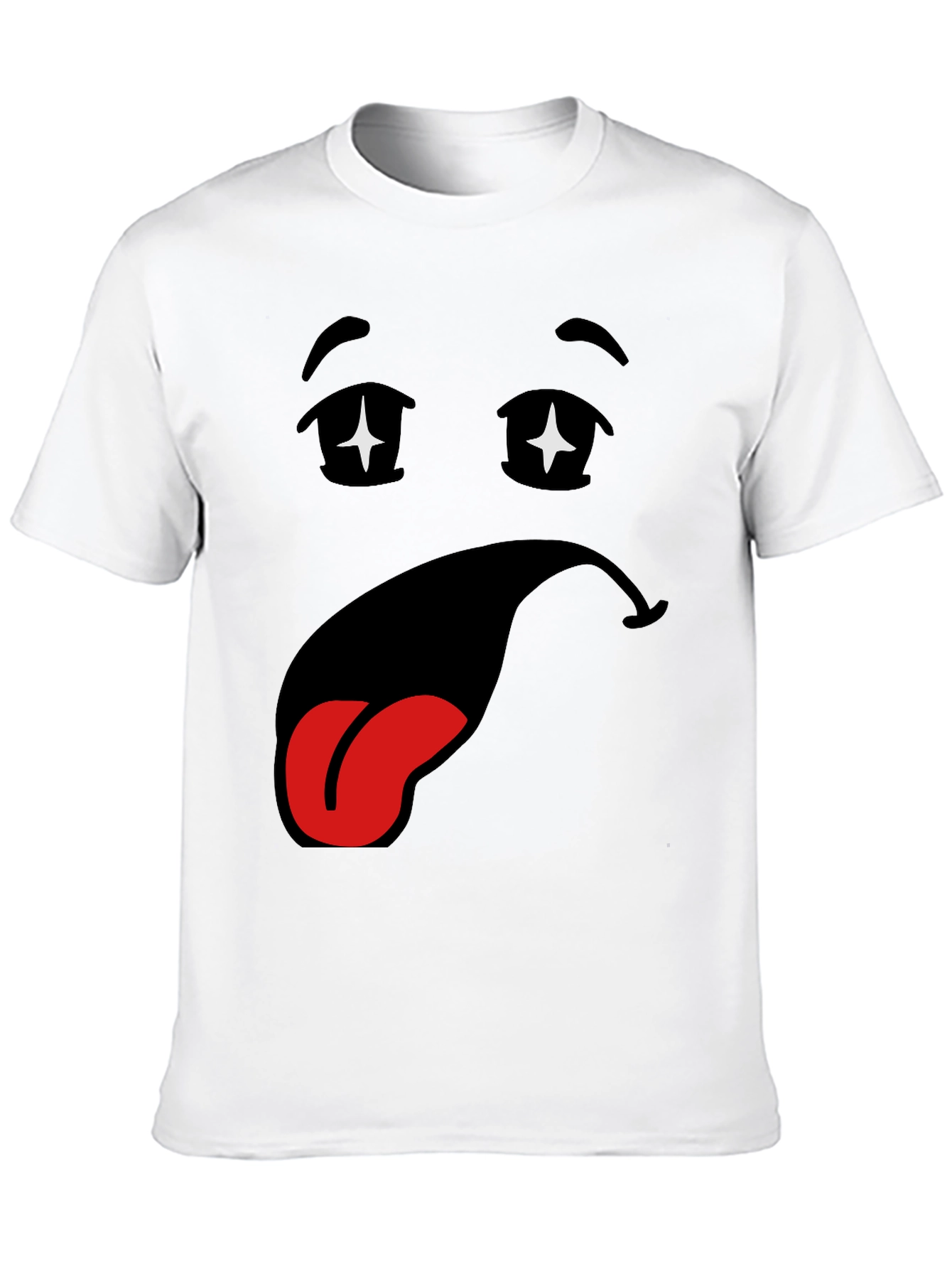 Funny Cartoon Face Black T-Shirt