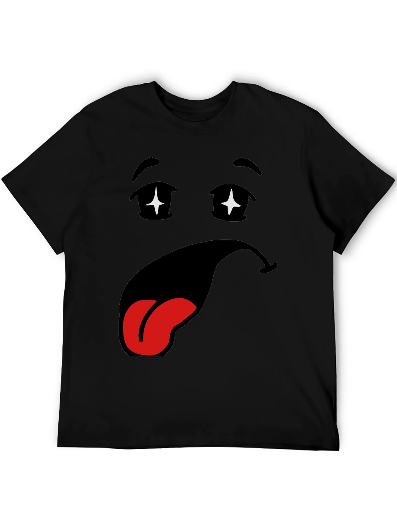 Funny Cartoon Face Black T-Shirt
