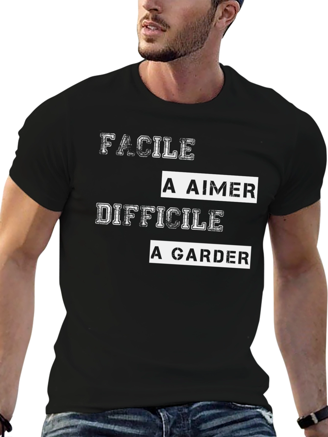 Facile a Aimer T-Shirt - Mens Black Graphic Tee