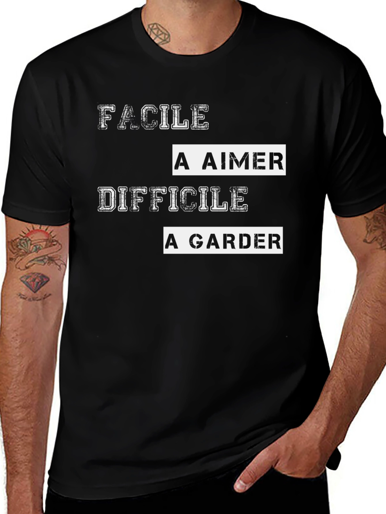 Facile a Aimer T-Shirt - Mens Black Graphic Tee