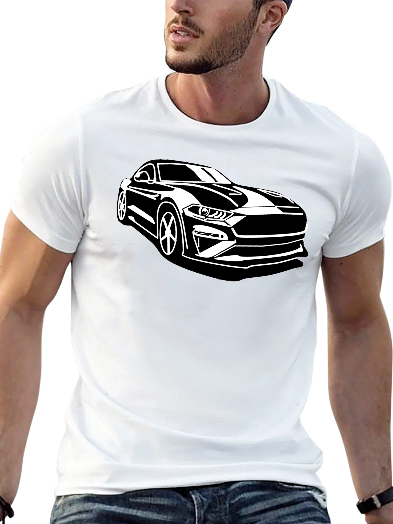 Black Mustang Car Graphic T-Shirt