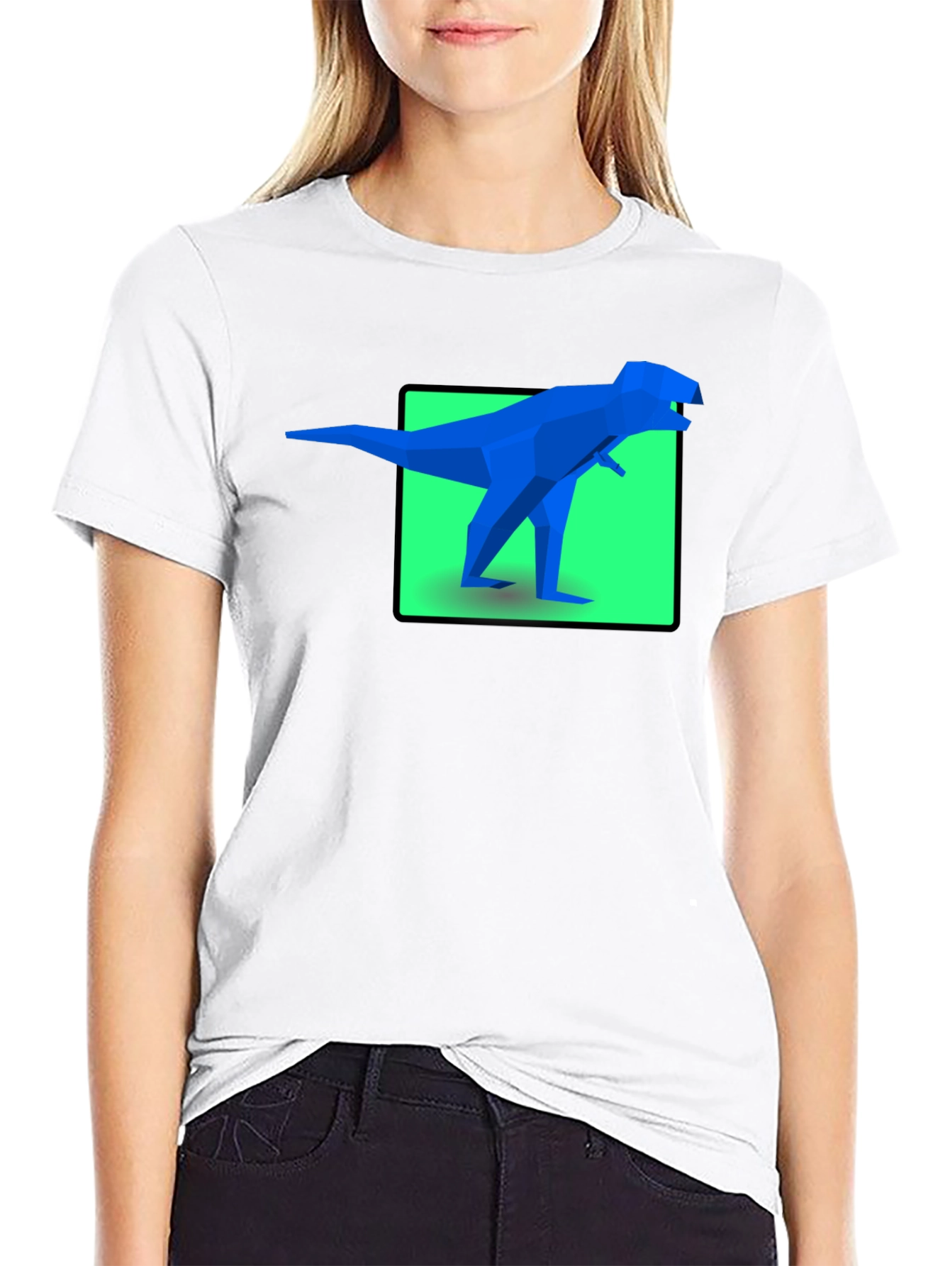Geometric Dinosaur Graphic Tee - Bold Black Shirt