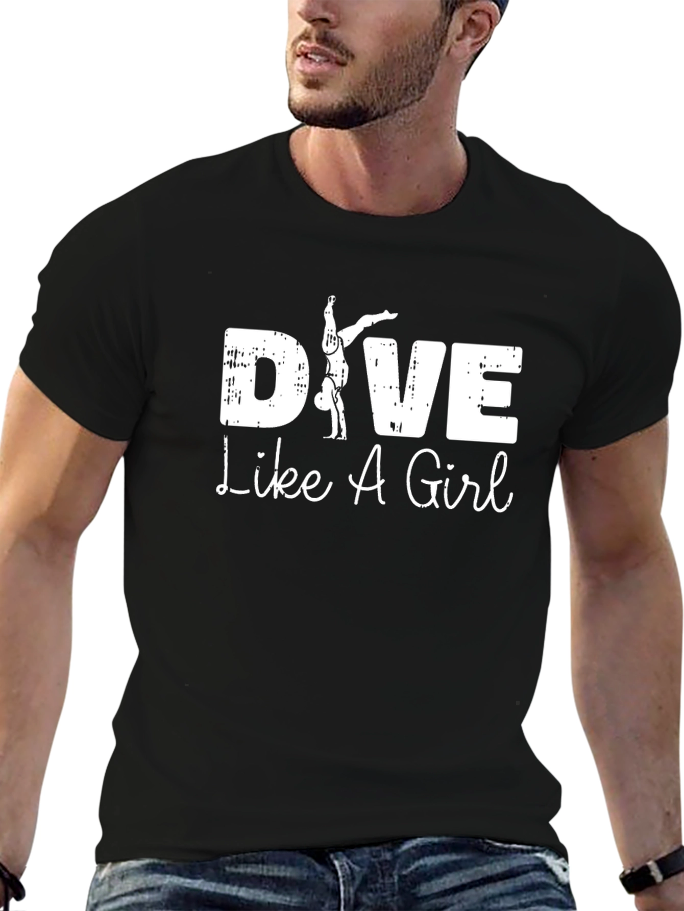 Dive Like A Girl Black T-Shirt