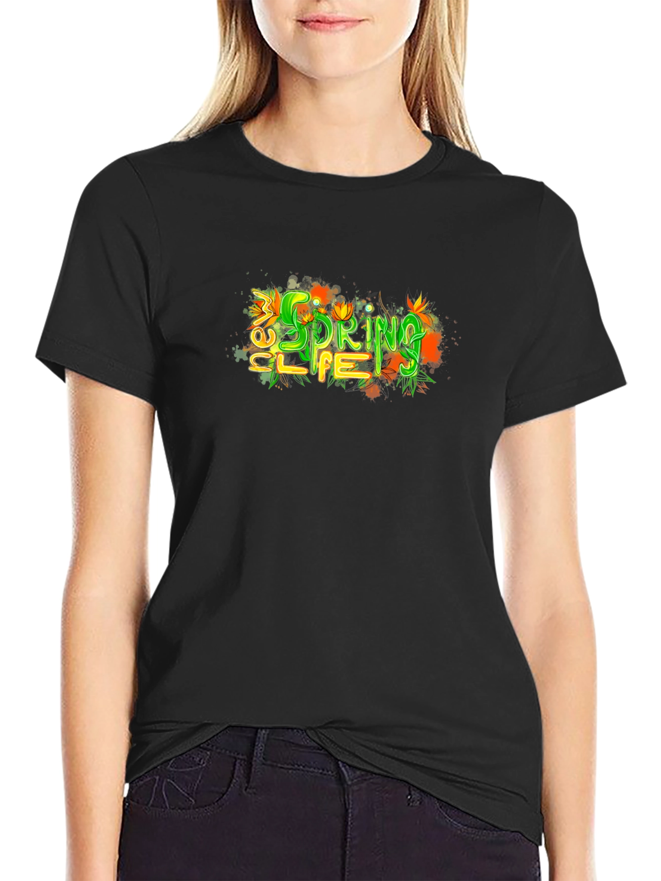 New Spring Life T-Shirt - Black