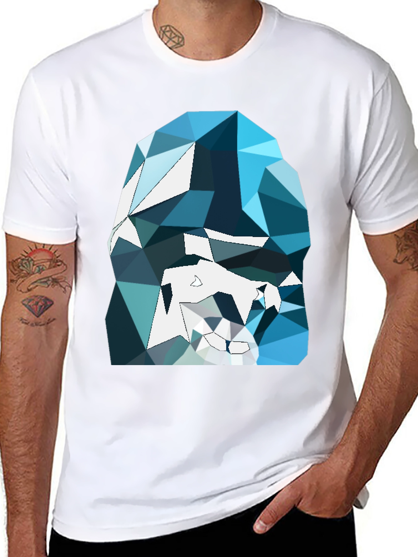 Abstract Geometric Gorilla Graphic Tee - Black