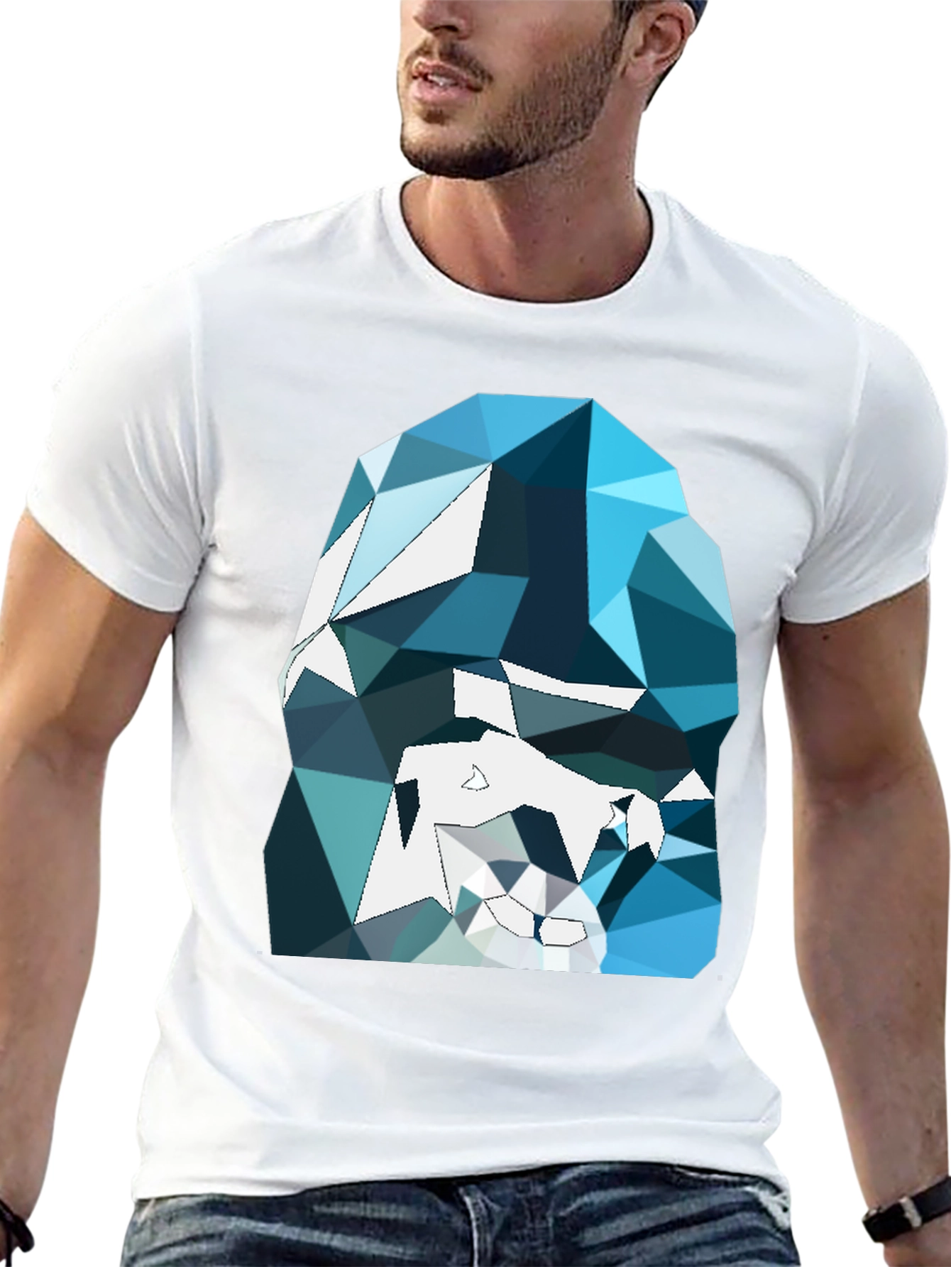 Abstract Geometric Gorilla Graphic Tee - Black
