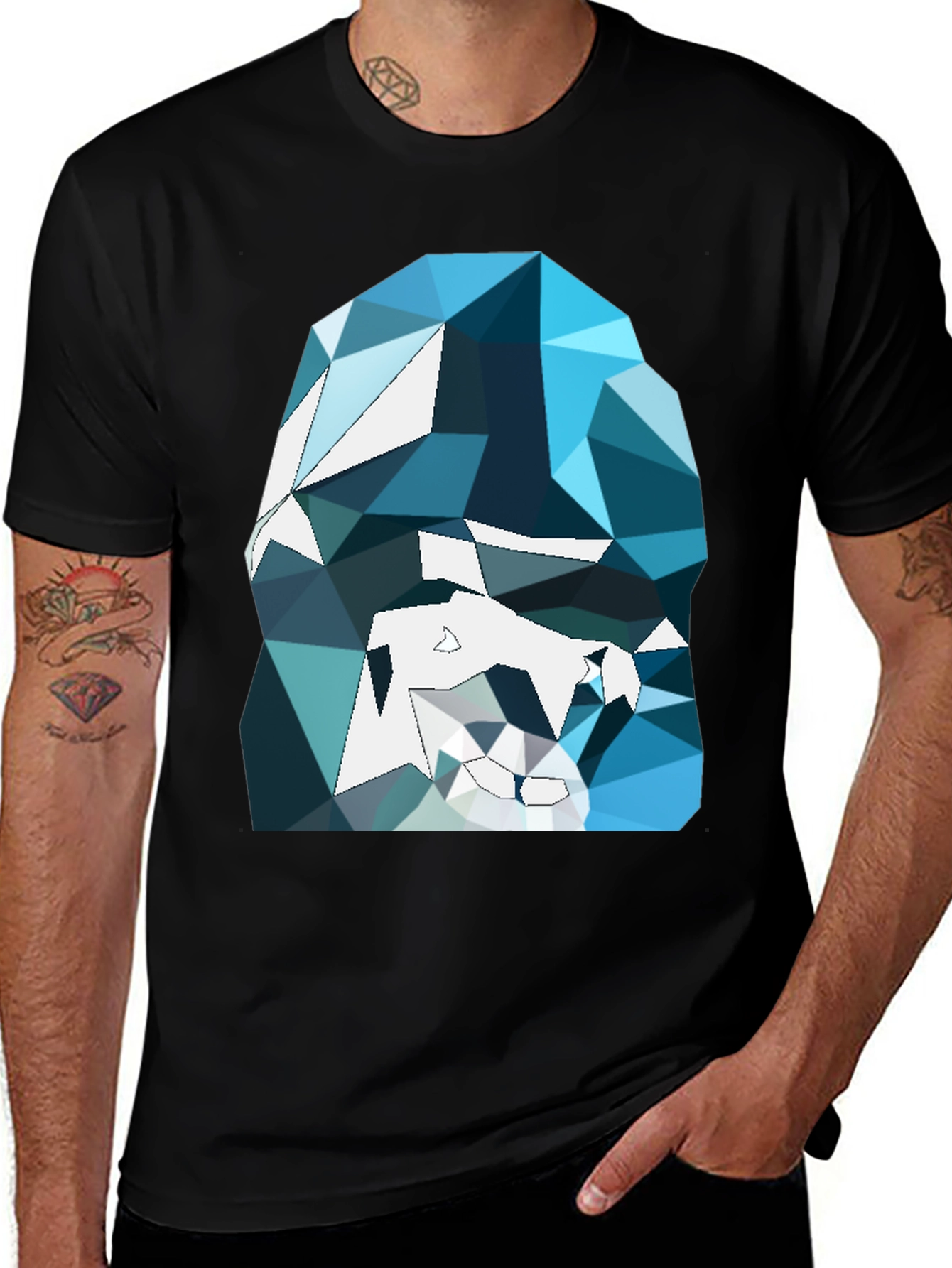 Abstract Geometric Gorilla Graphic Tee - Black