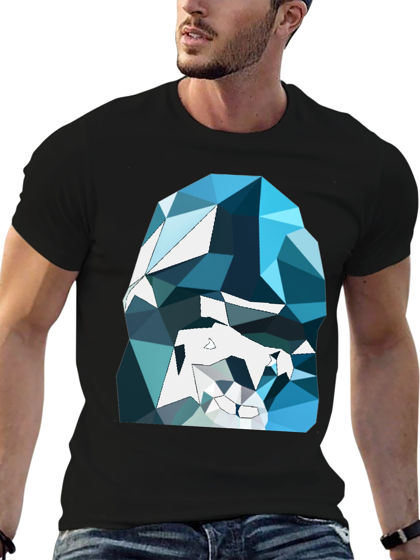 Abstract Geometric Gorilla Graphic Tee - Black