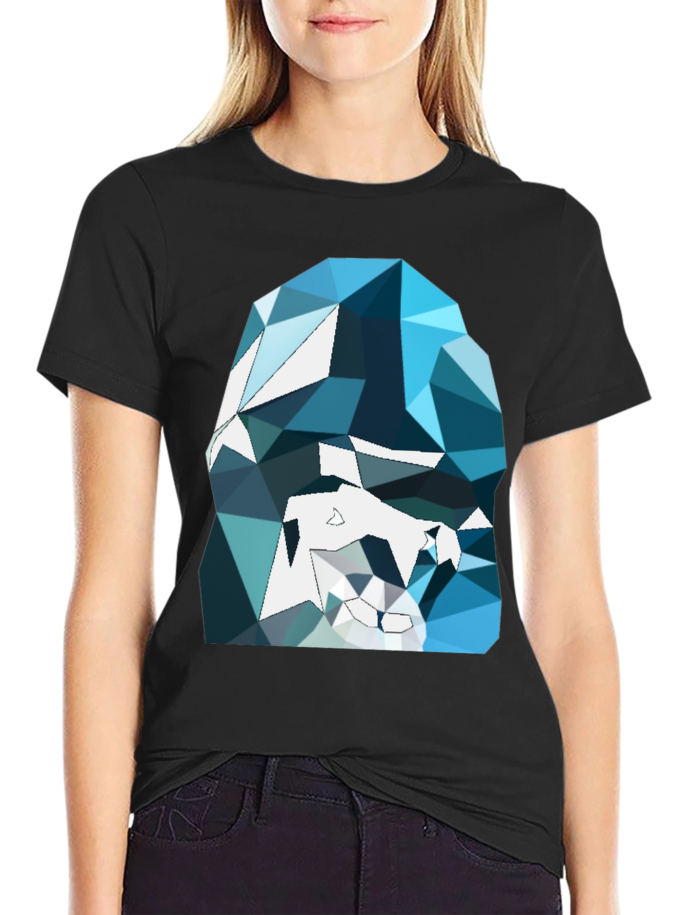 Abstract Geometric Gorilla Graphic Tee - Black