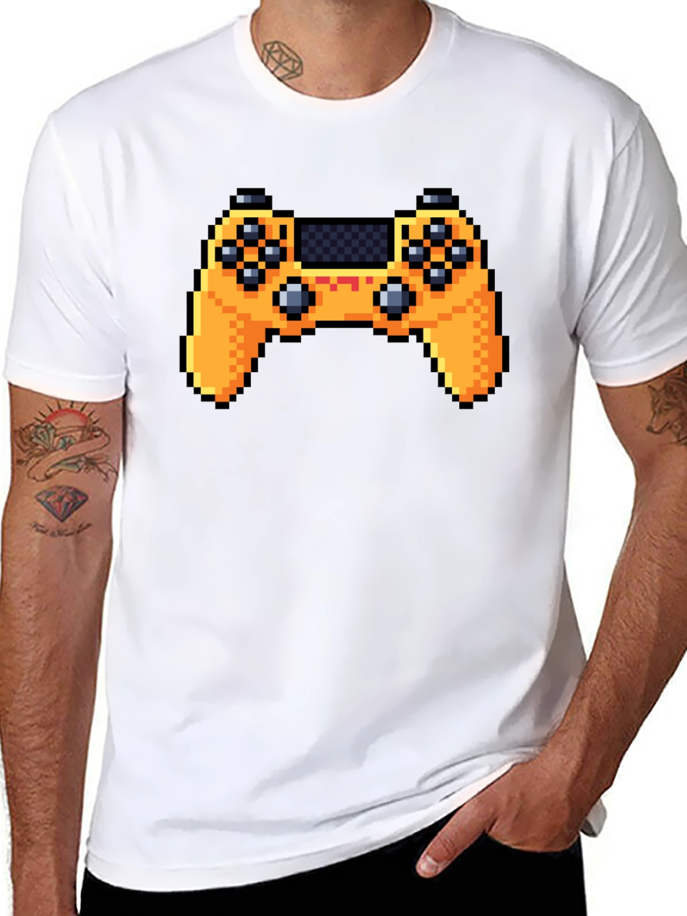 Pixel Game Controller Black T-Shirt
