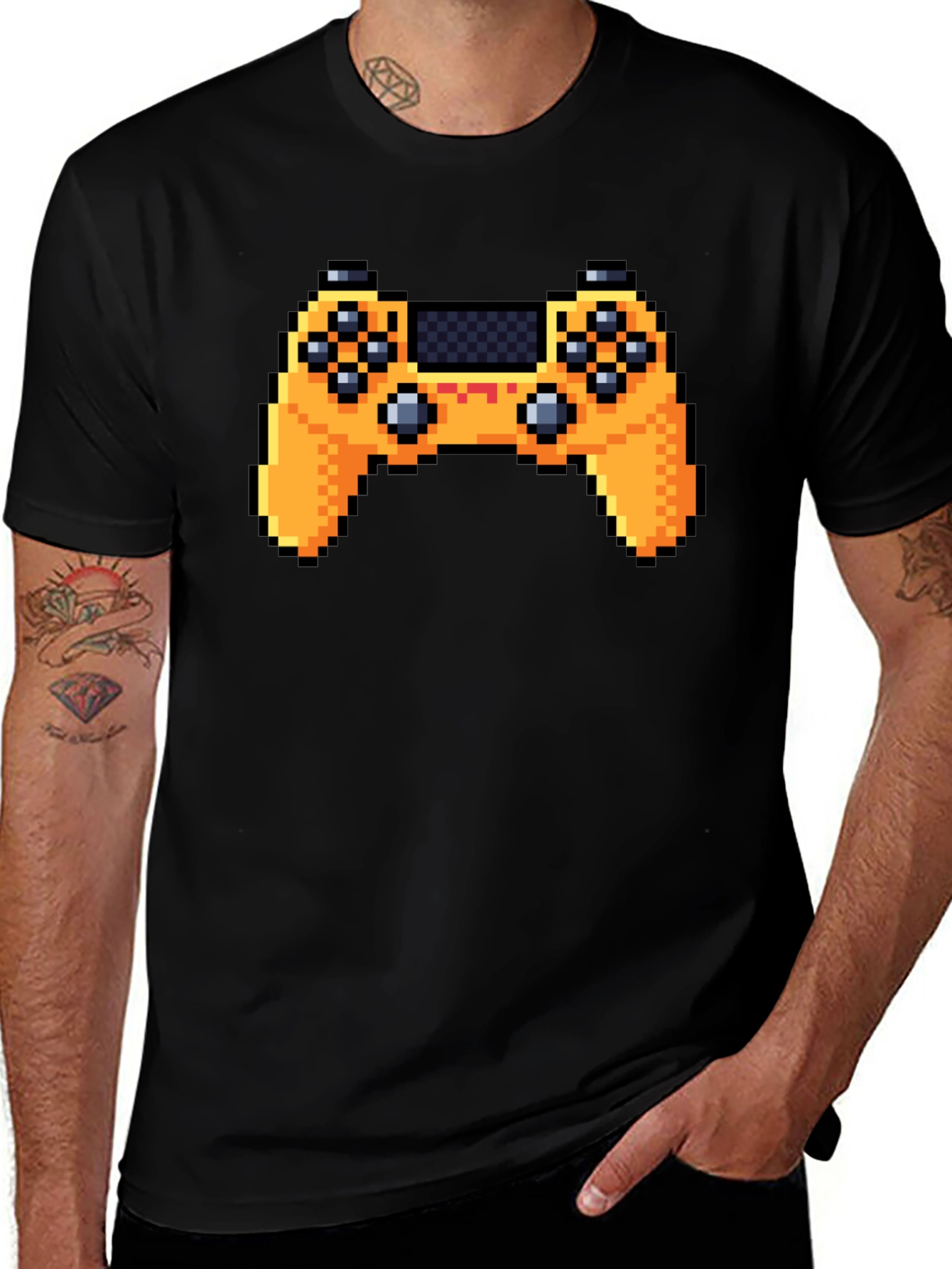 Pixel Game Controller Black T-Shirt