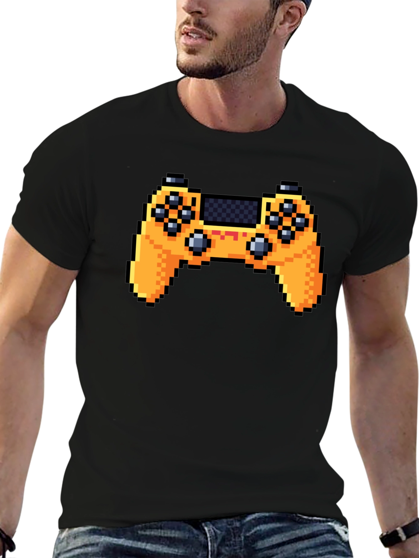 Pixel Game Controller Black T-Shirt