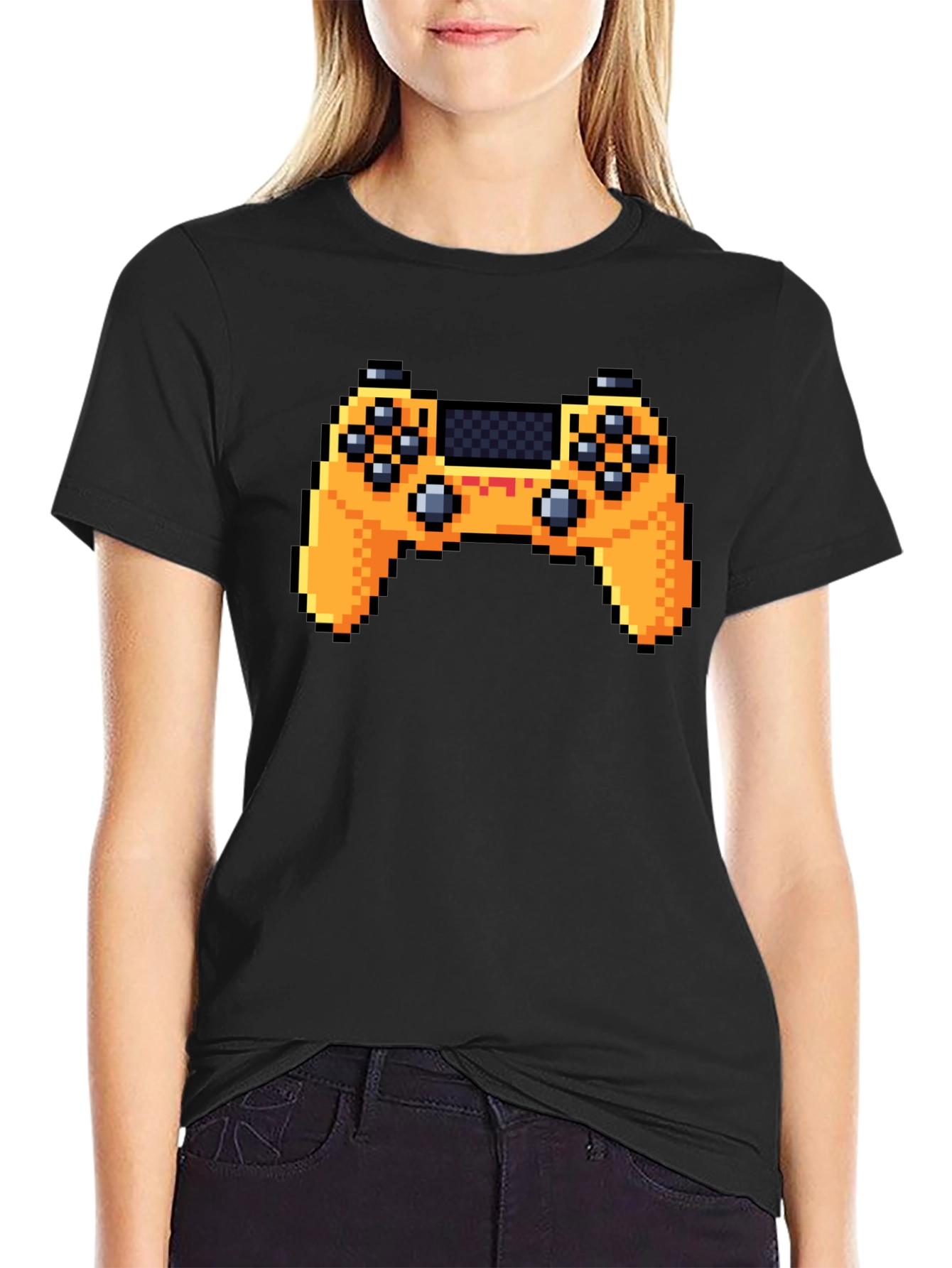 Pixel Game Controller Black T-Shirt