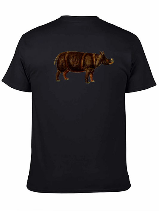 Vintage Rhino Graphic Tee - Black Cotton T-Shirt