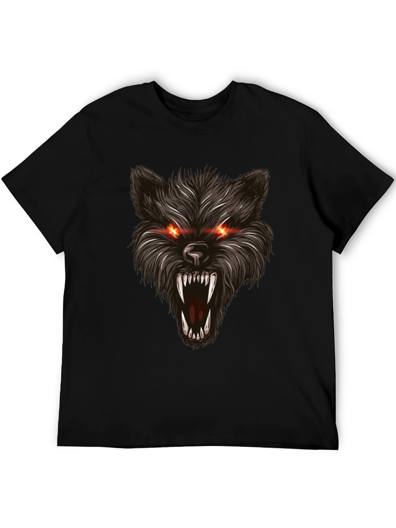 Mens Black Wolf Graphic T-Shirt