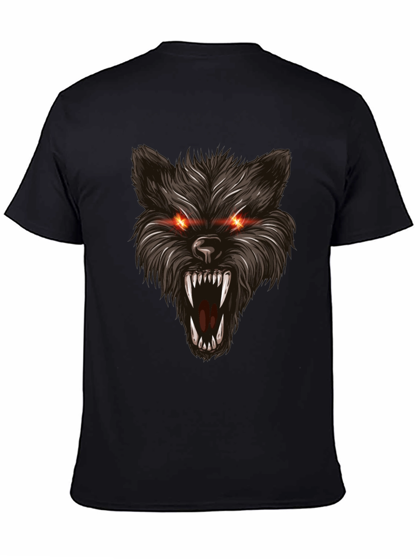 Mens Black Wolf Graphic T-Shirt