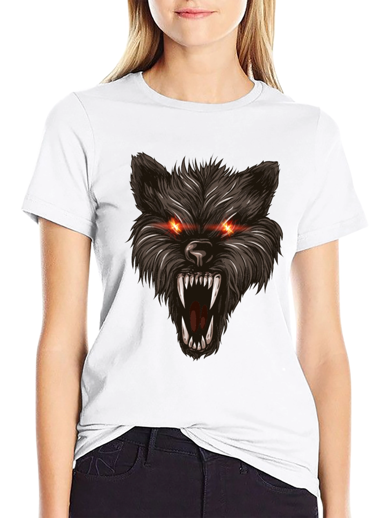 Mens Black Wolf Graphic T-Shirt