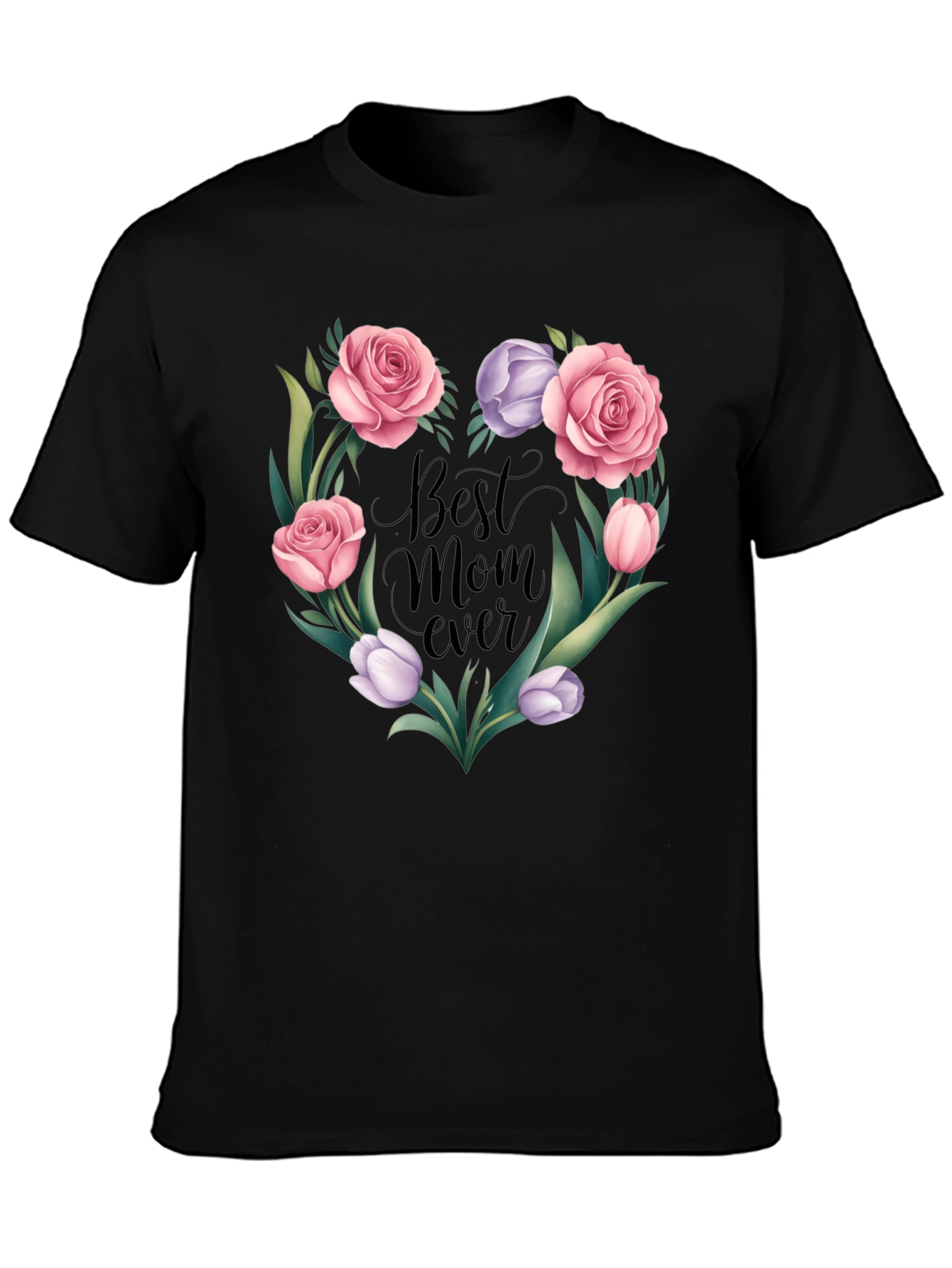 Best Mom Ever Floral Heart Graphic Tee