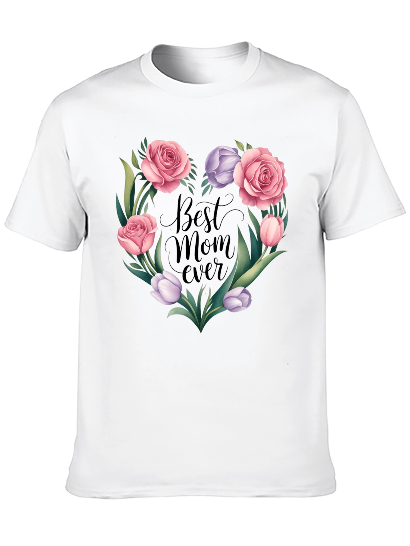 Best Mom Ever Floral Heart Graphic Tee
