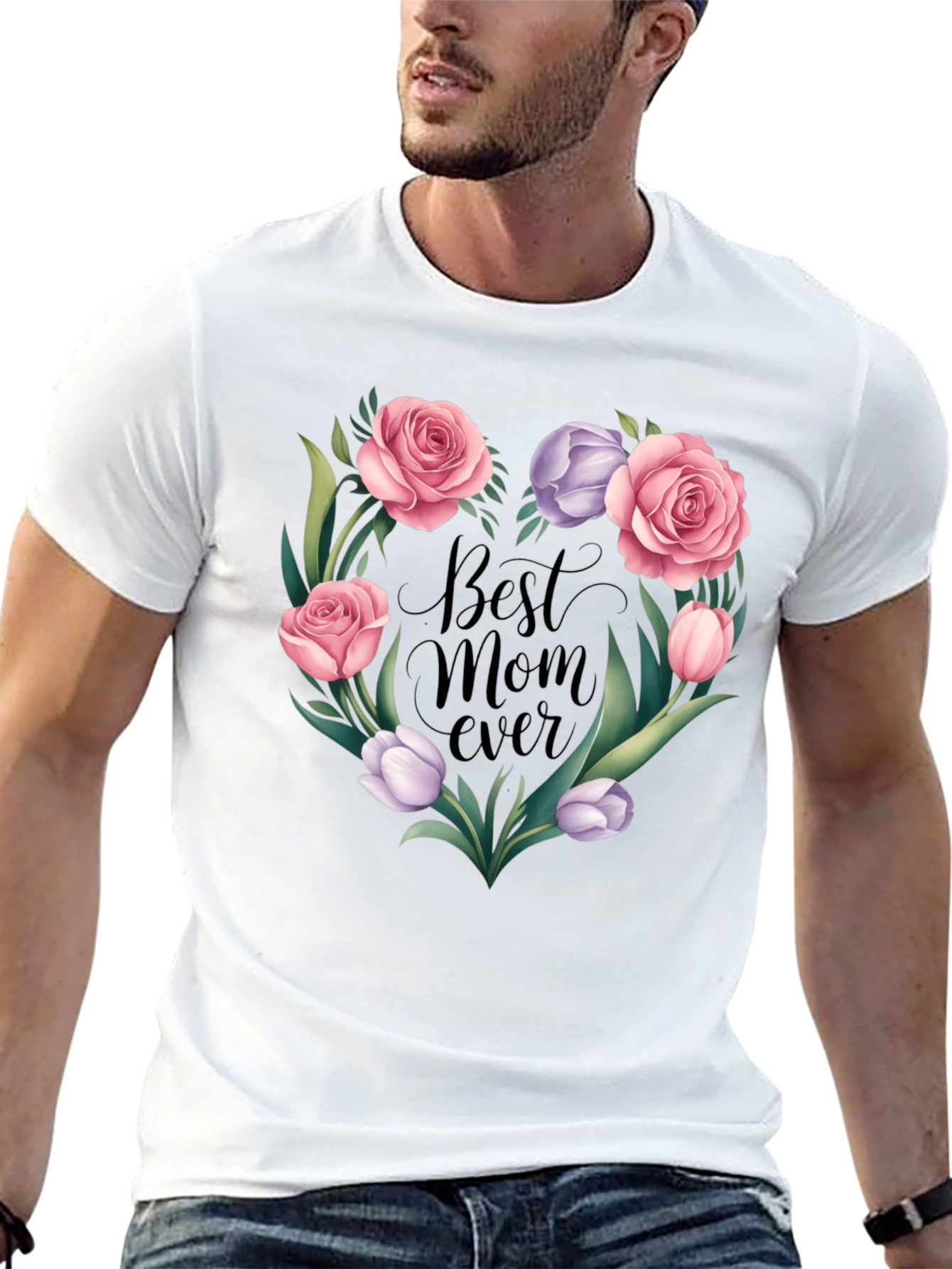 Best Mom Ever Floral Heart Graphic Tee