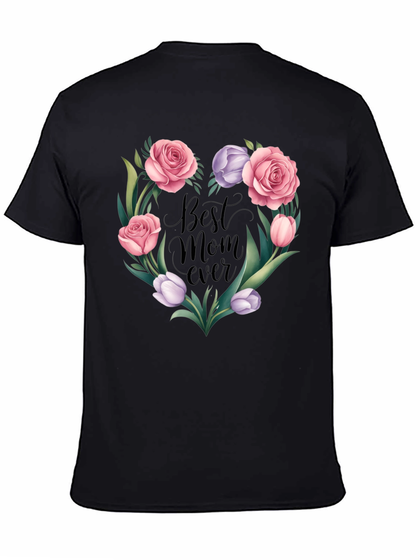 Best Mom Ever Floral Heart Graphic Tee
