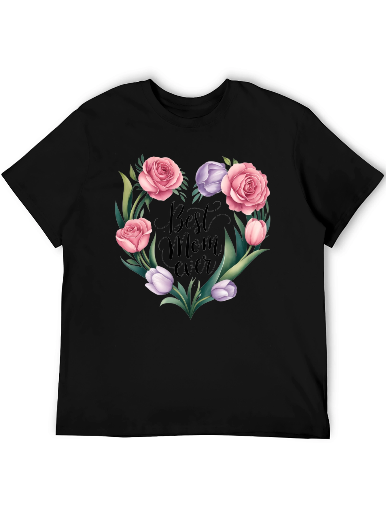 Best Mom Ever Floral Heart Graphic Tee