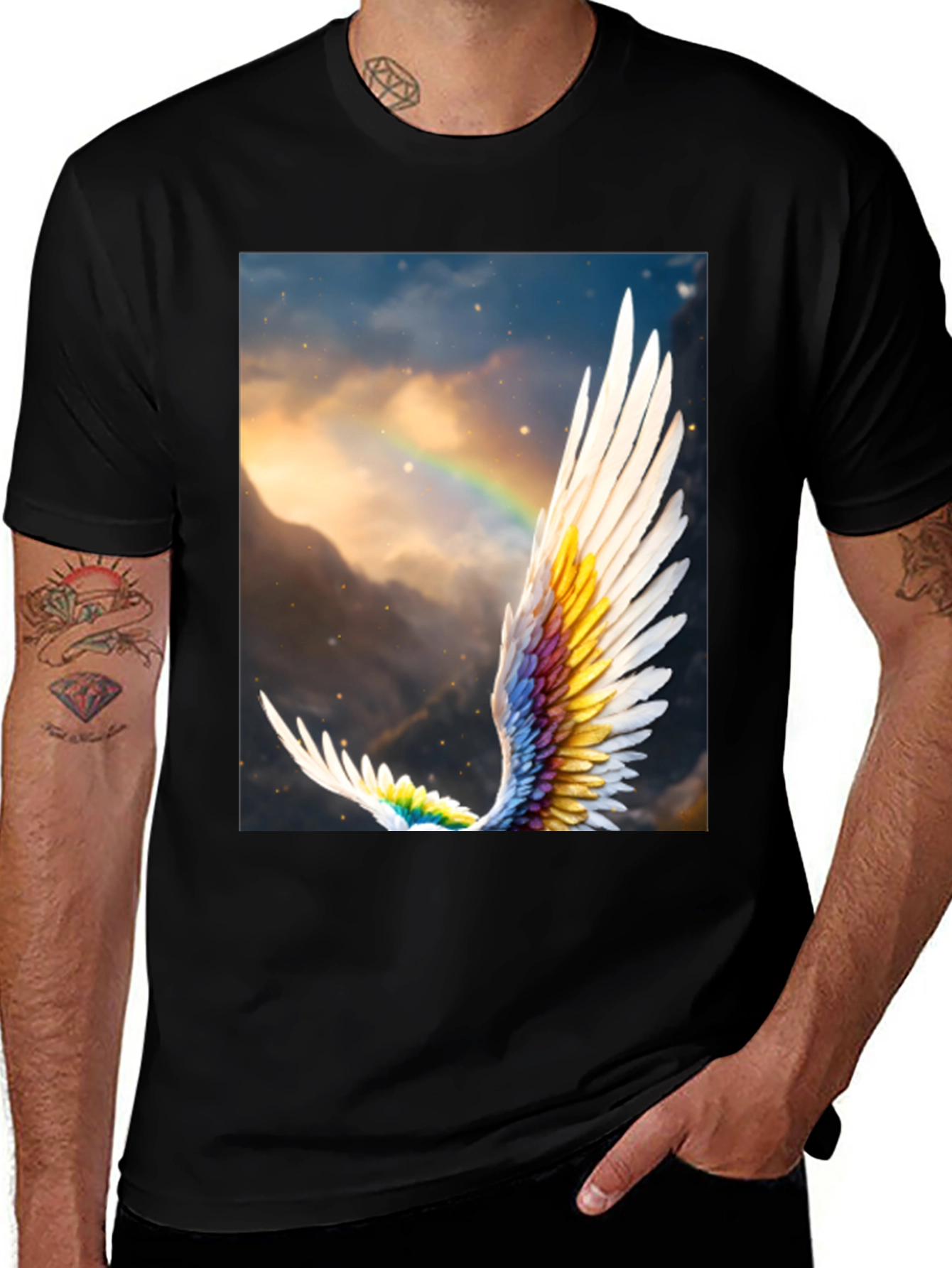 Winged Rainbow T-Shirt - Artistic Nature Tee