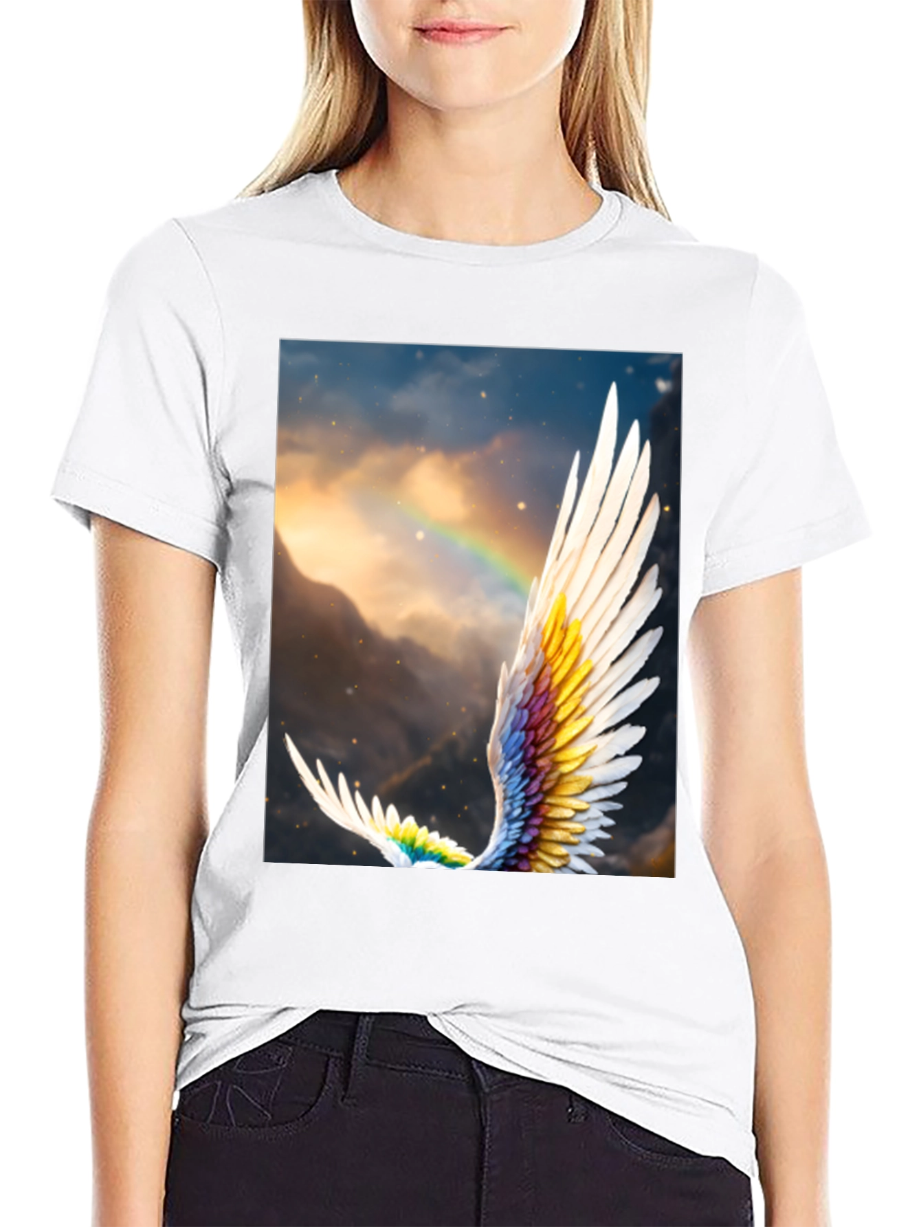 Winged Rainbow T-Shirt - Artistic Nature Tee