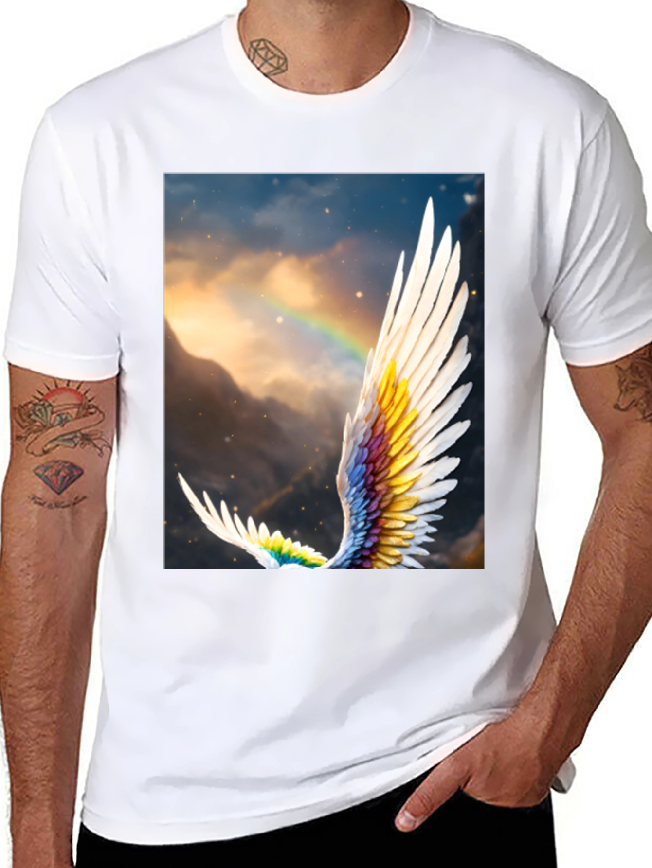 Winged Rainbow T-Shirt - Artistic Nature Tee