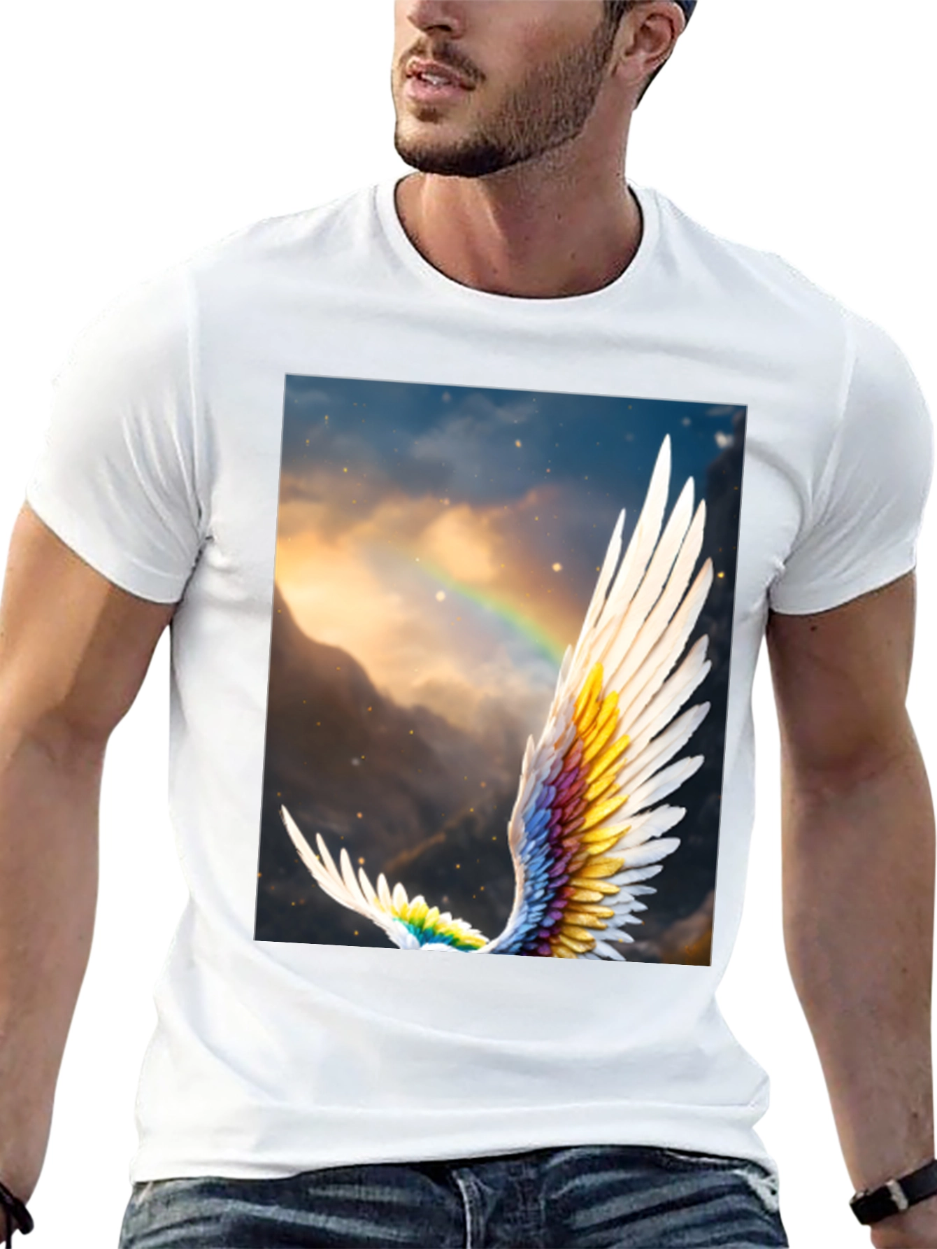 Winged Rainbow T-Shirt - Artistic Nature Tee