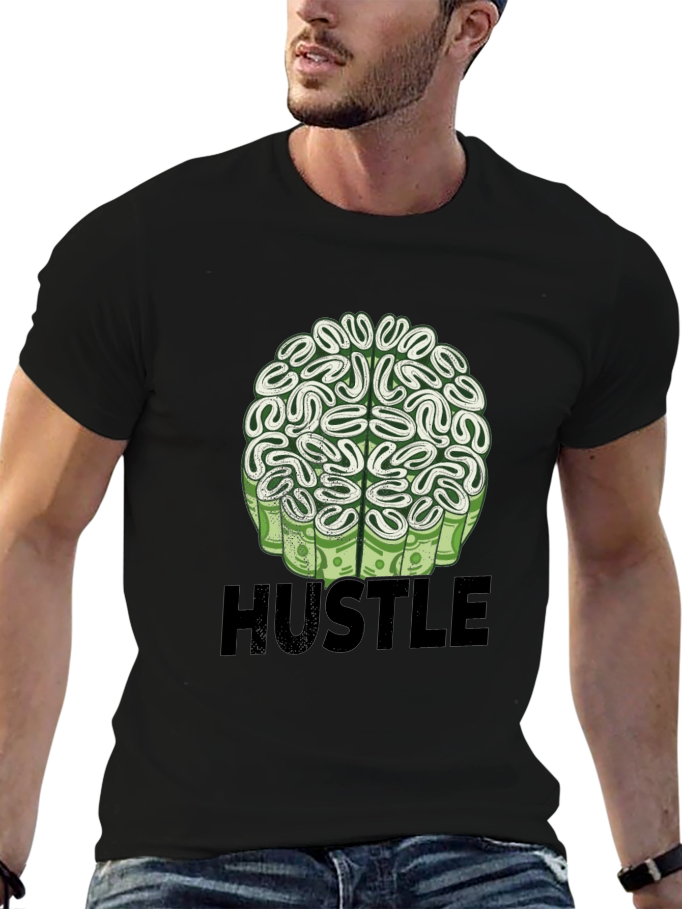 Hustle Brain Black T-Shirt - Money on My Mind