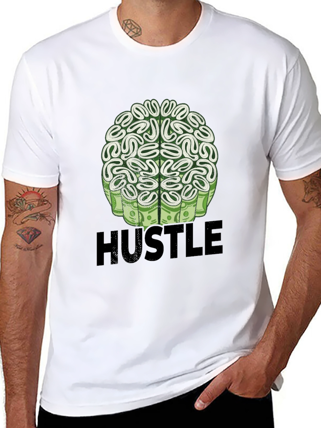 Hustle Brain Black T-Shirt - Money on My Mind