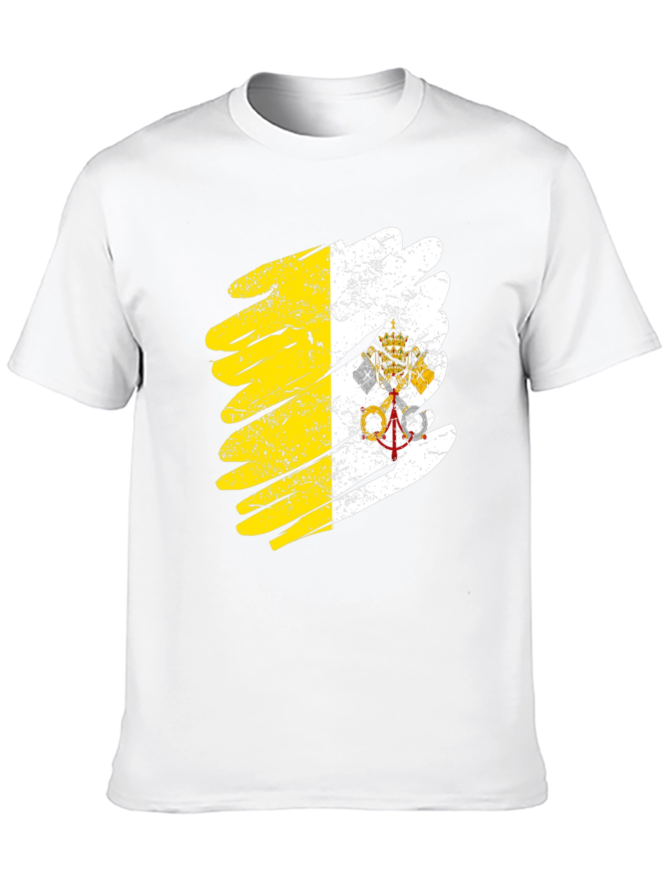 Vatican Flag Brush Stroke Black T-Shirt