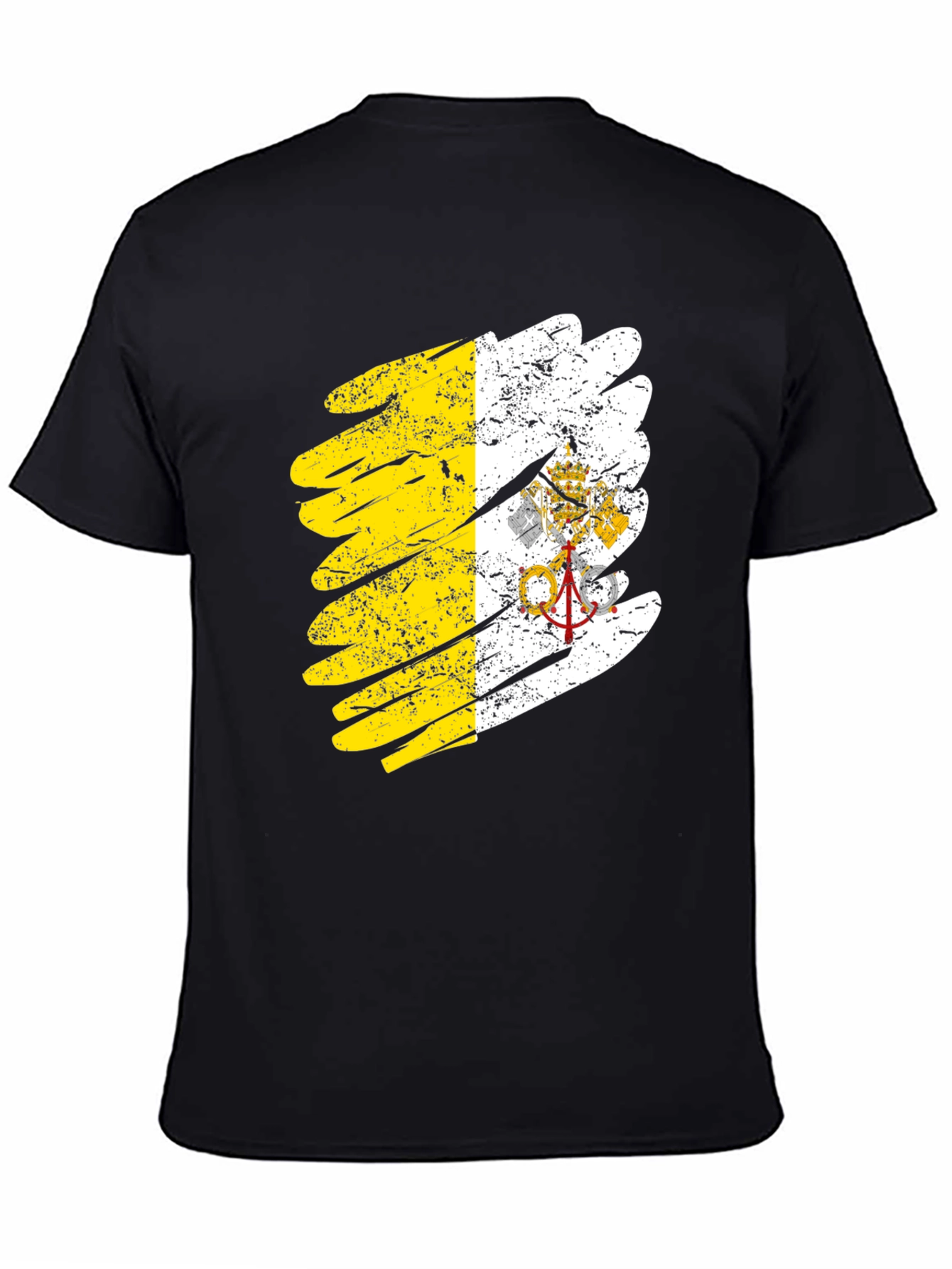 Vatican Flag Brush Stroke Black T-Shirt