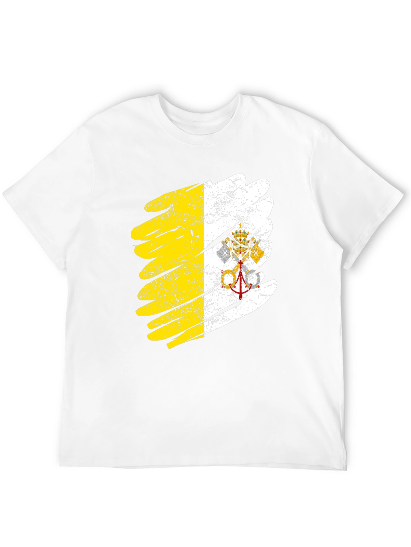 Vatican Flag Brush Stroke Black T-Shirt