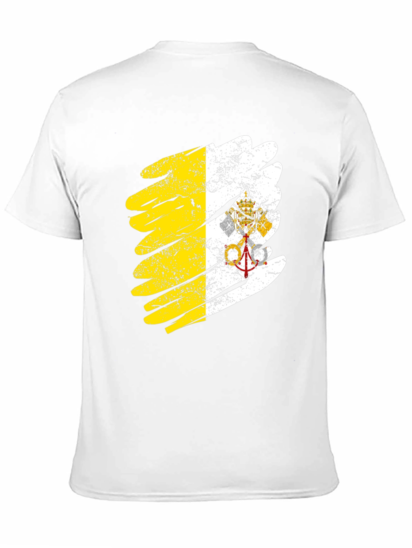 Vatican Flag Brush Stroke Black T-Shirt