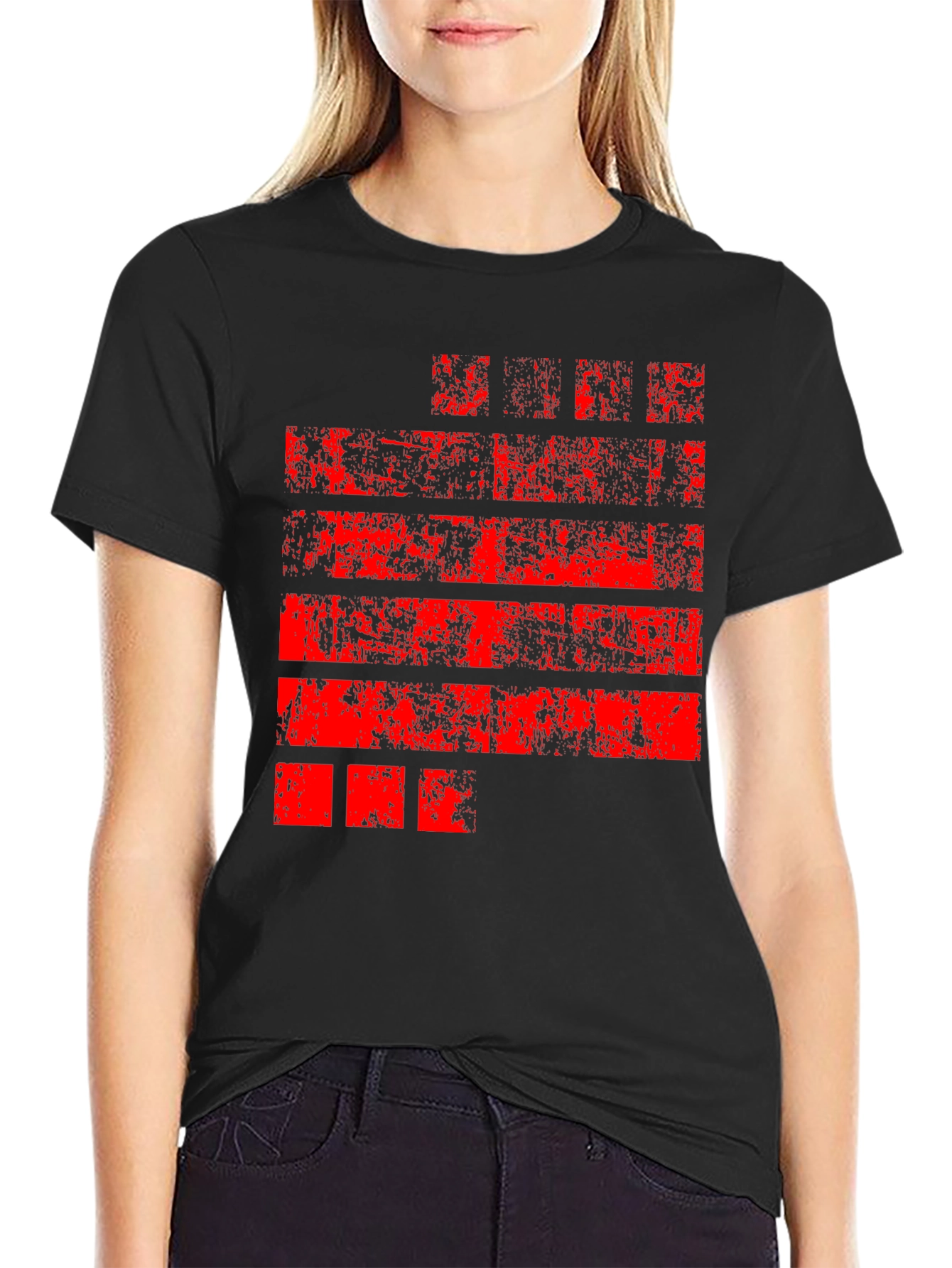 Distressed Red Graphic Black T-Shirt