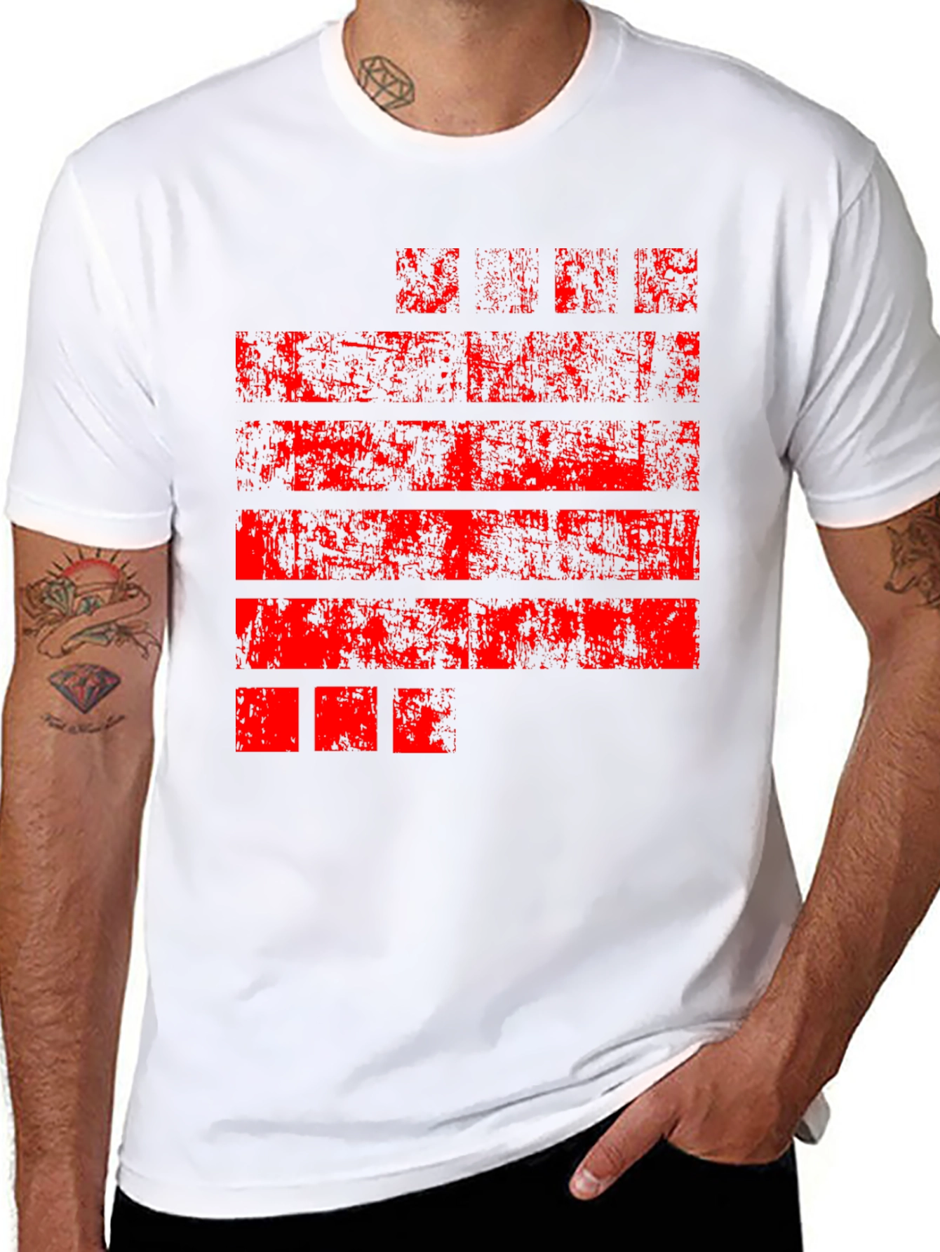Distressed Red Graphic Black T-Shirt