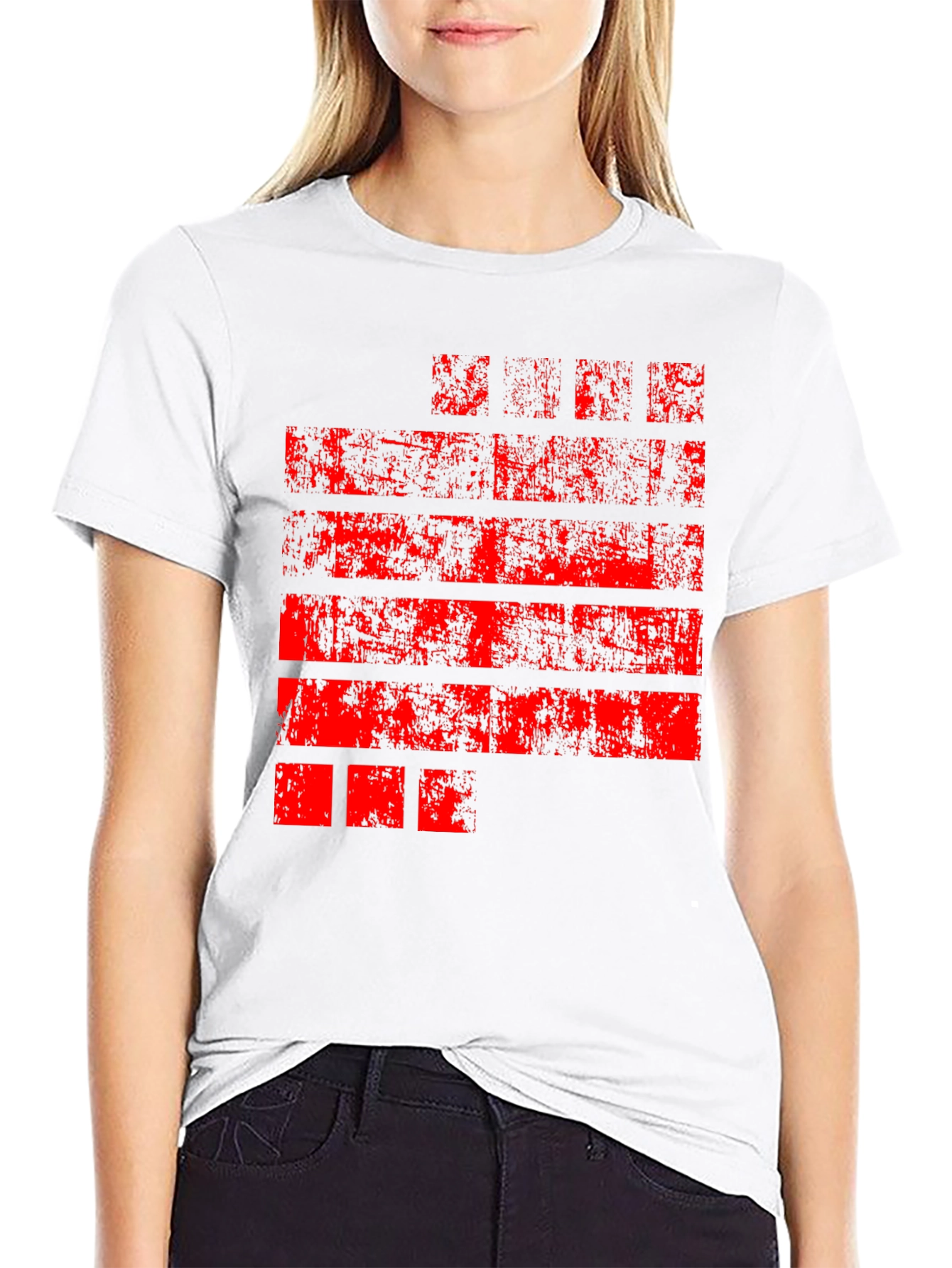 Distressed Red Graphic Black T-Shirt