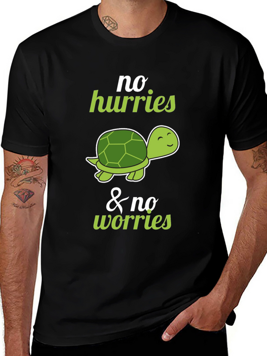 Relaxed Turtle Graphic Tee - No Hurries No Worries Shirt