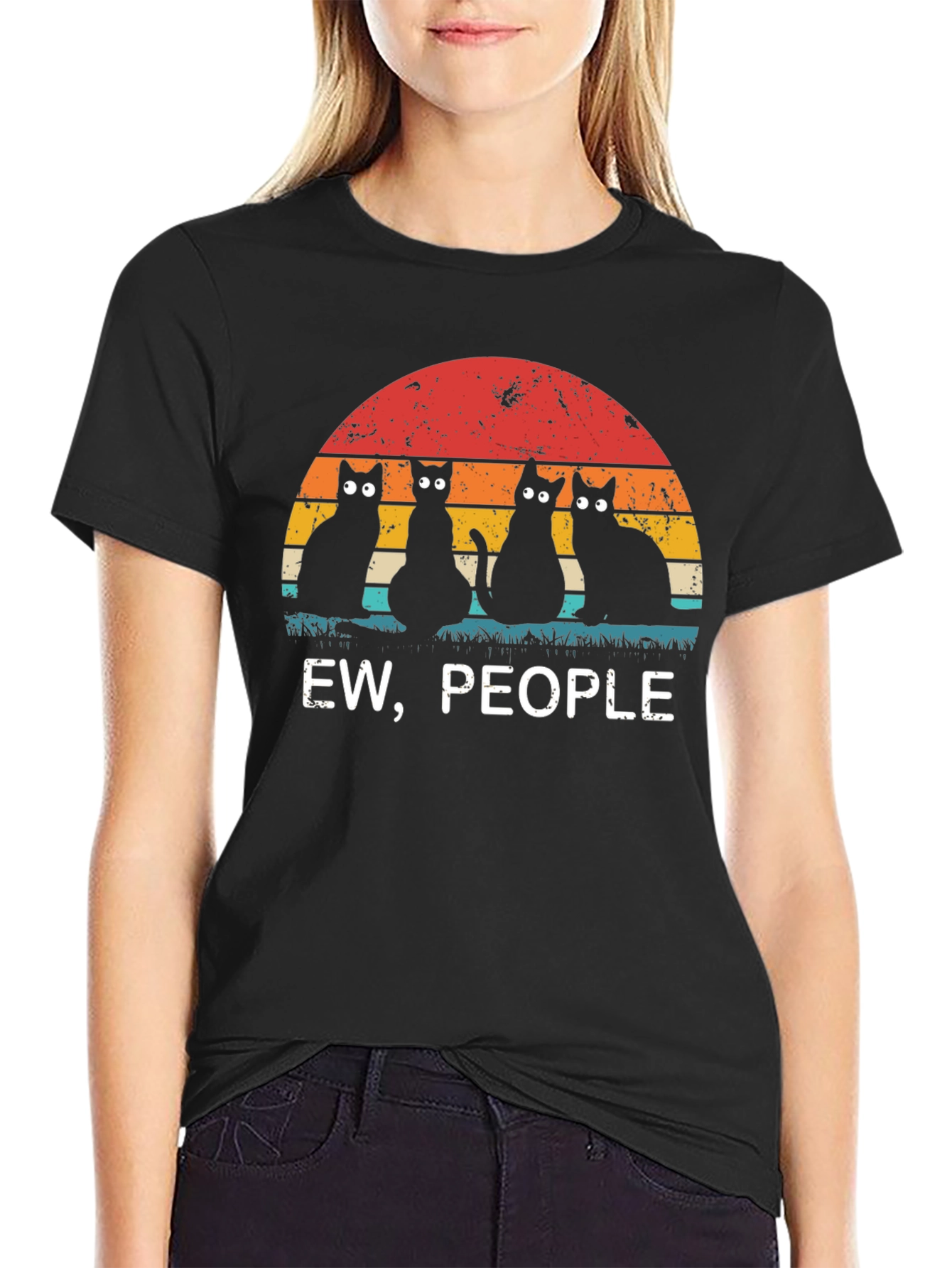 Ew People Black Cat Graphic Tee