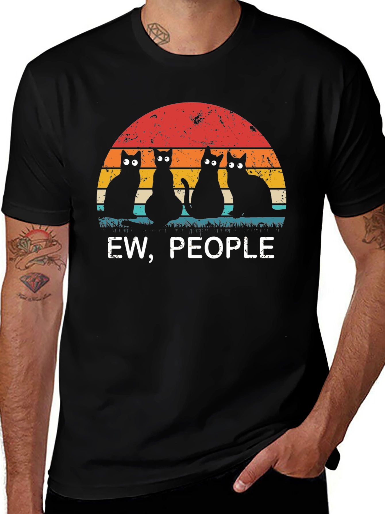 Ew People Black Cat Graphic Tee
