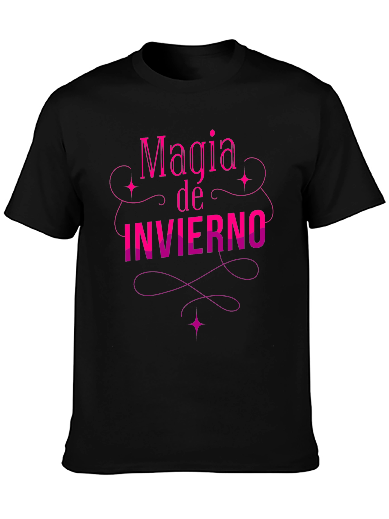Magia de Invierno Graphic Tee - Stylish Black T-Shirt