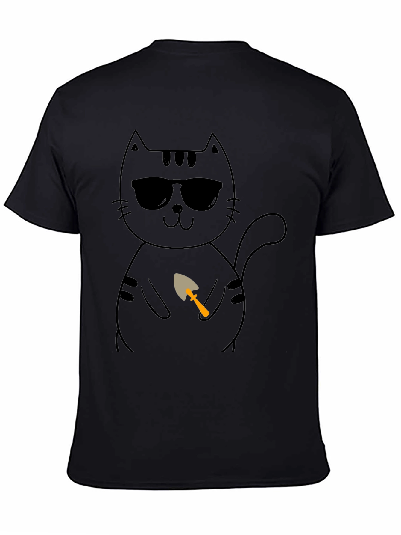 Cool Cat with Shovel T-Shirt - Black