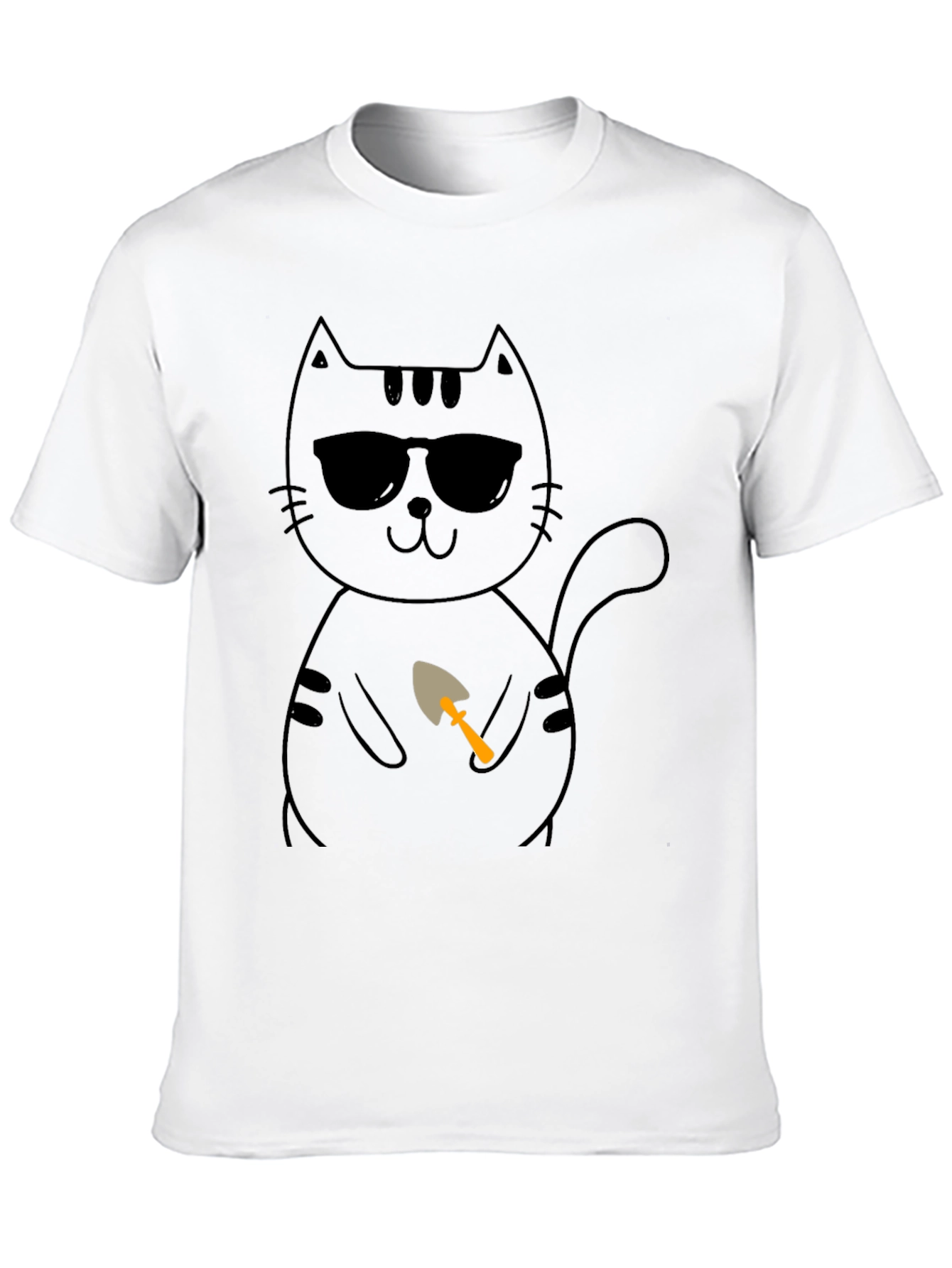 Cool Cat with Shovel T-Shirt - Black