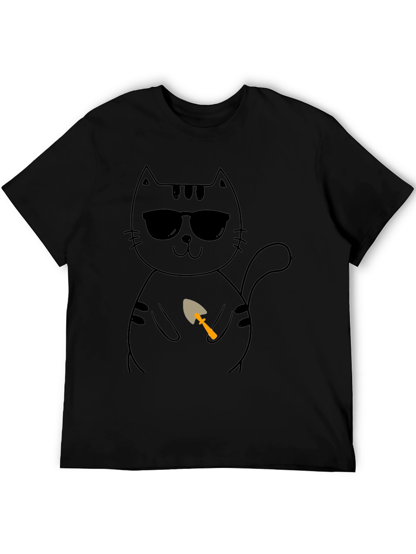 Cool Cat with Shovel T-Shirt - Black