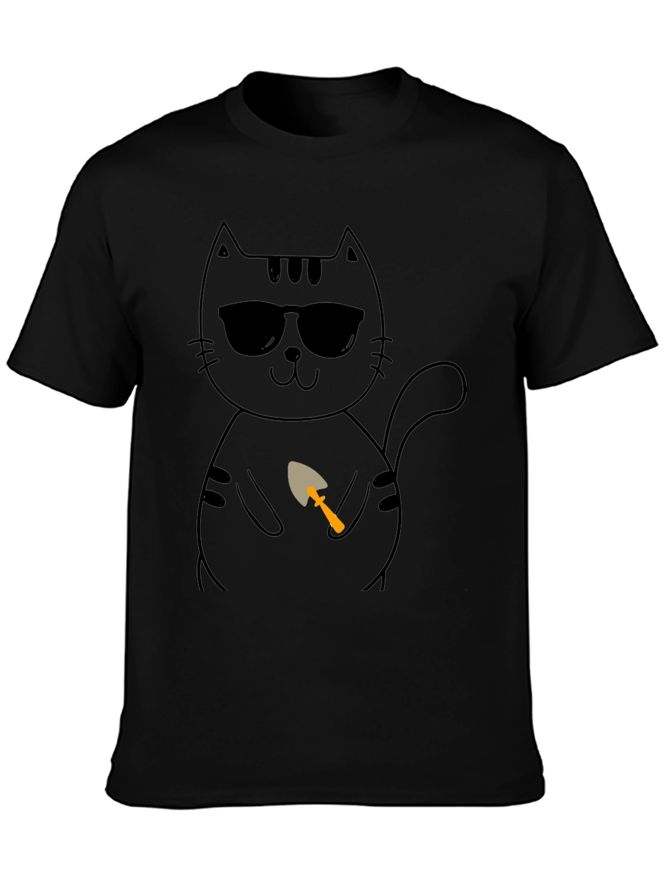 Cool Cat with Shovel T-Shirt - Black